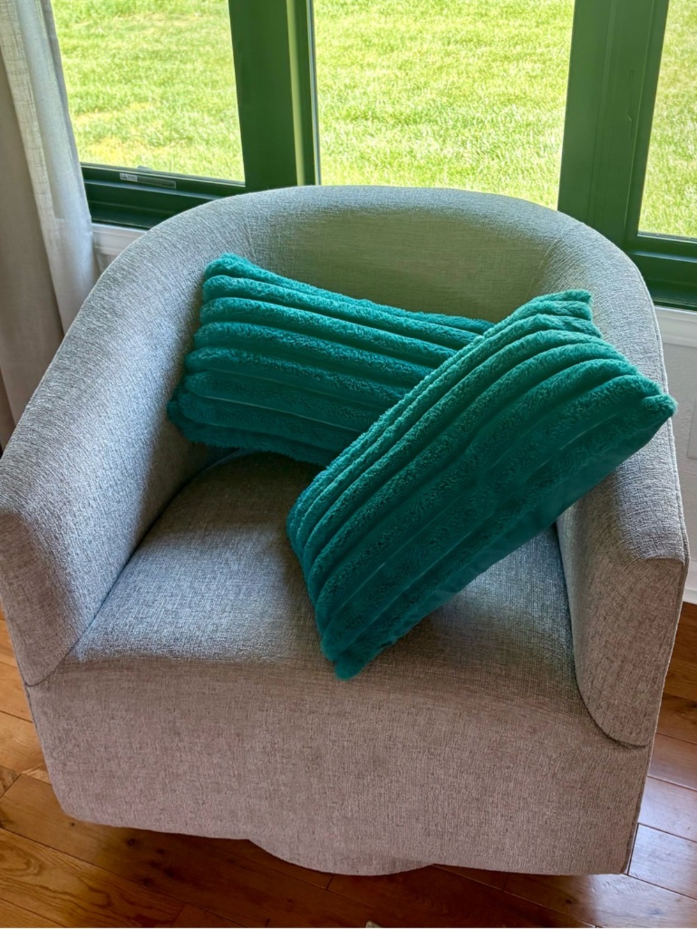 Teal Ribbed Plush Throw Pillow Covers - Set of 2
